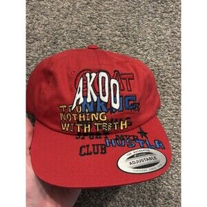 Akoo Trust Nothing With Teeth Red Hat Strap Back NWT